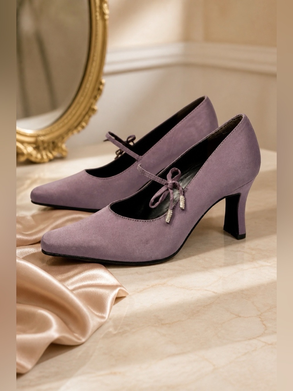 BANDOLINO GRAY SATIN SHOES NATTIE 3” HEEL SIZE 6 NWOB